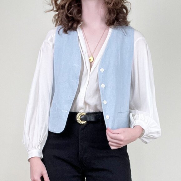 Vintage Reversible Pinstriped Vest Coast Cowgirl Relaxed Fit Oversized Western - Picture 13 of 13